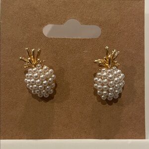 Gold and Pearl Pineapple Earrings